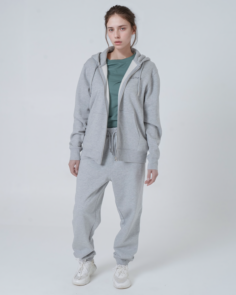 Womens Organic Midweight Zip Hoodie in Rock Grey Marl