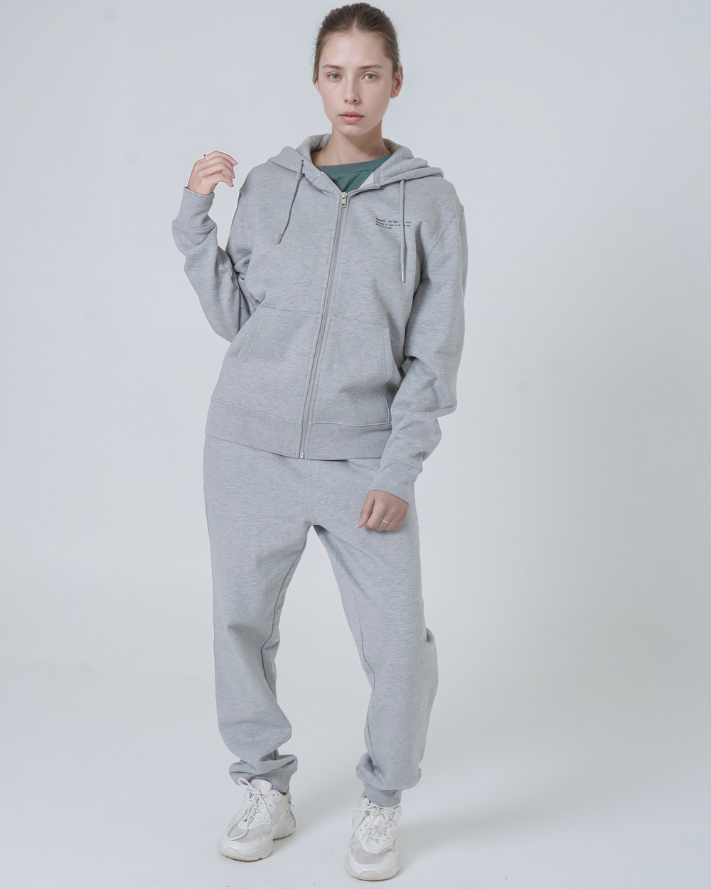 Womens Organic Midweight Zip Hoodie in Rock Grey Marl