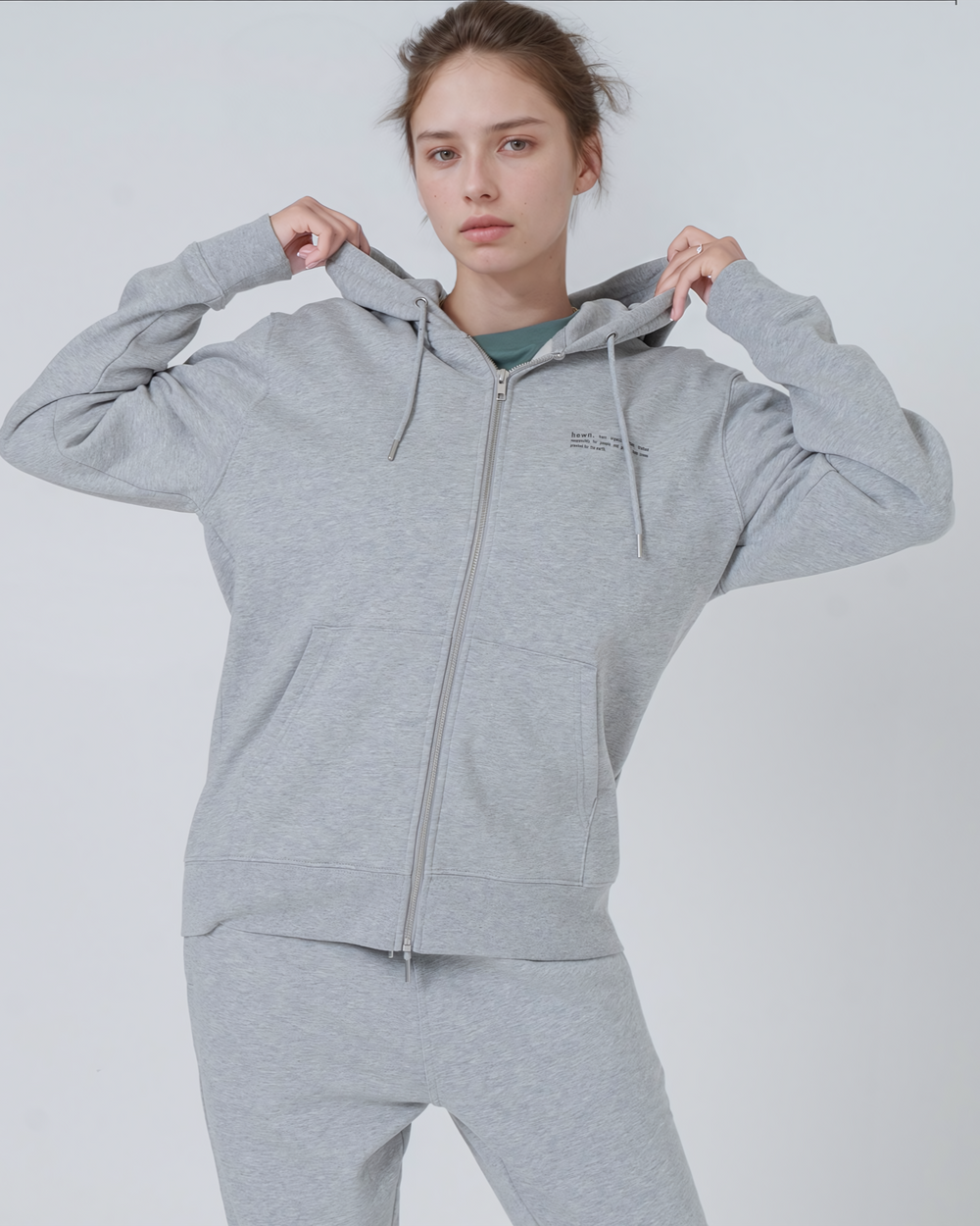 Womens Organic Midweight Zip Hoodie in Rock Grey Marl