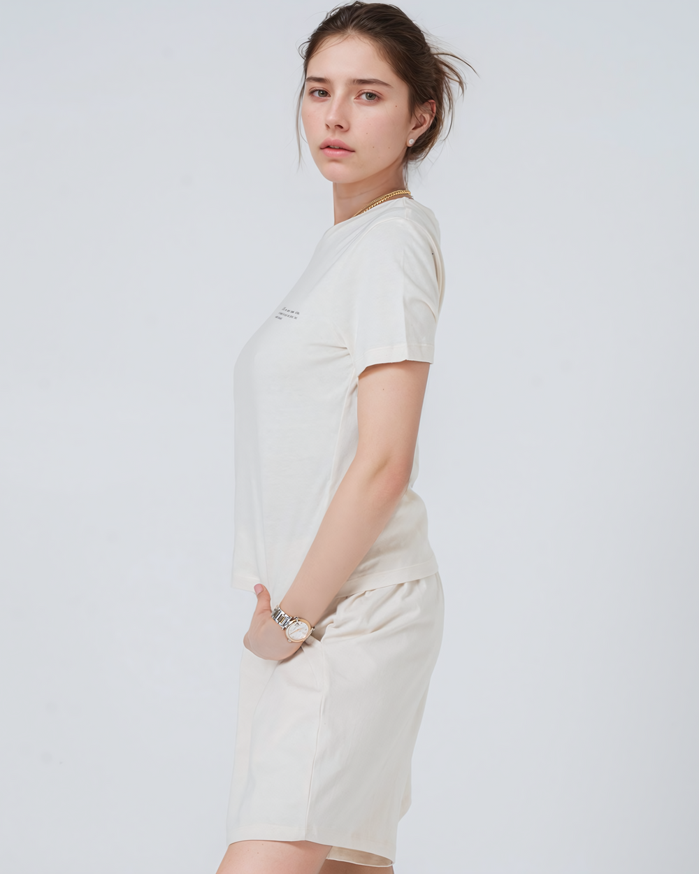 Womens Organic Fitted T-shirt in Natural Cotton