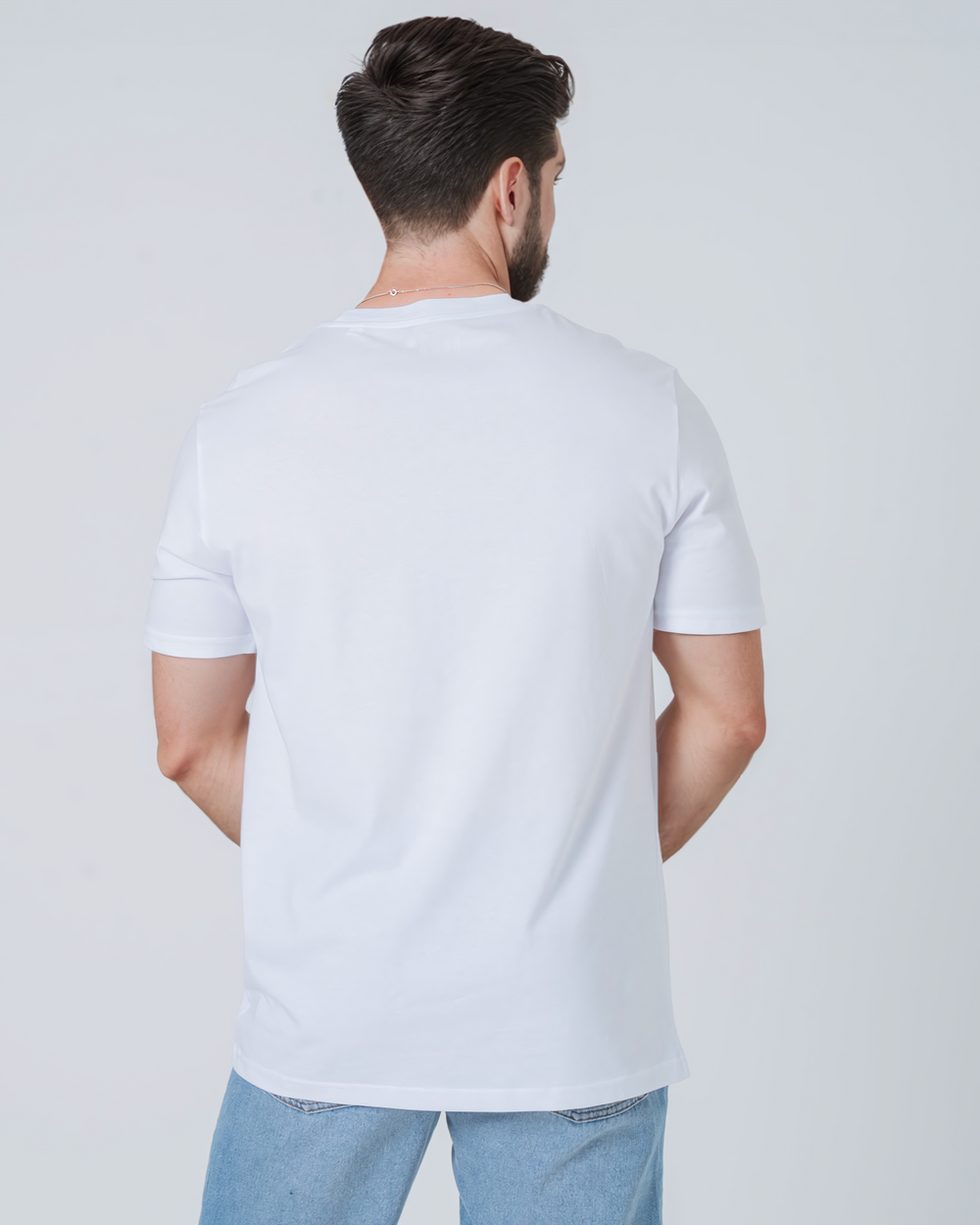 Mens Classic-fit White T-shirt with Bristol Back-Print