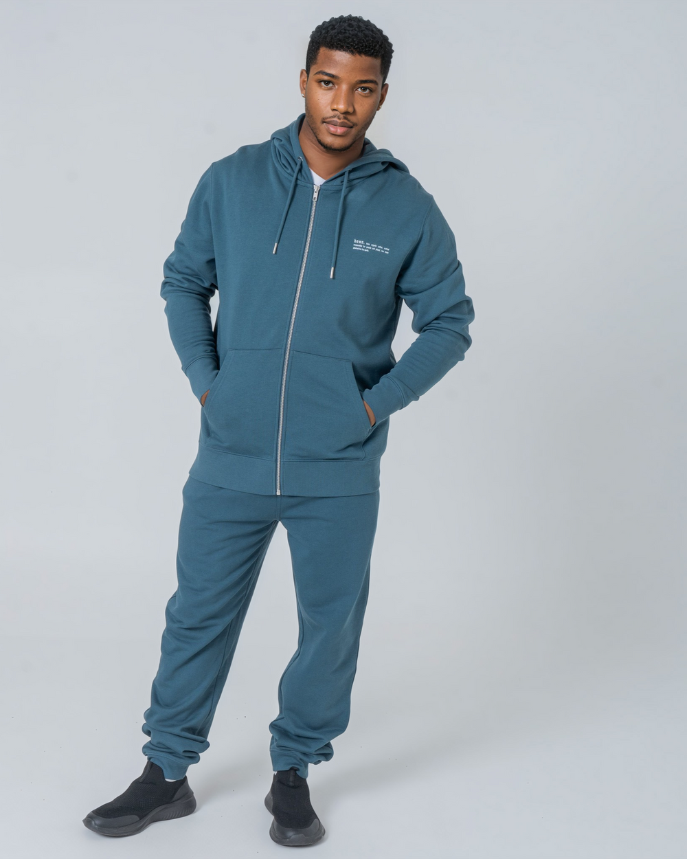 Mens Organic Midweight Zip Hoodie in Ocean Blue