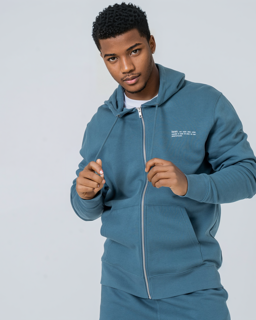 Mens Organic Midweight Zip Hoodie in Aloe Green