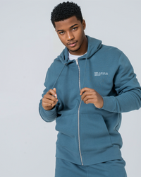 Mens Organic Midweight Zip Hoodie in Ocean Blue