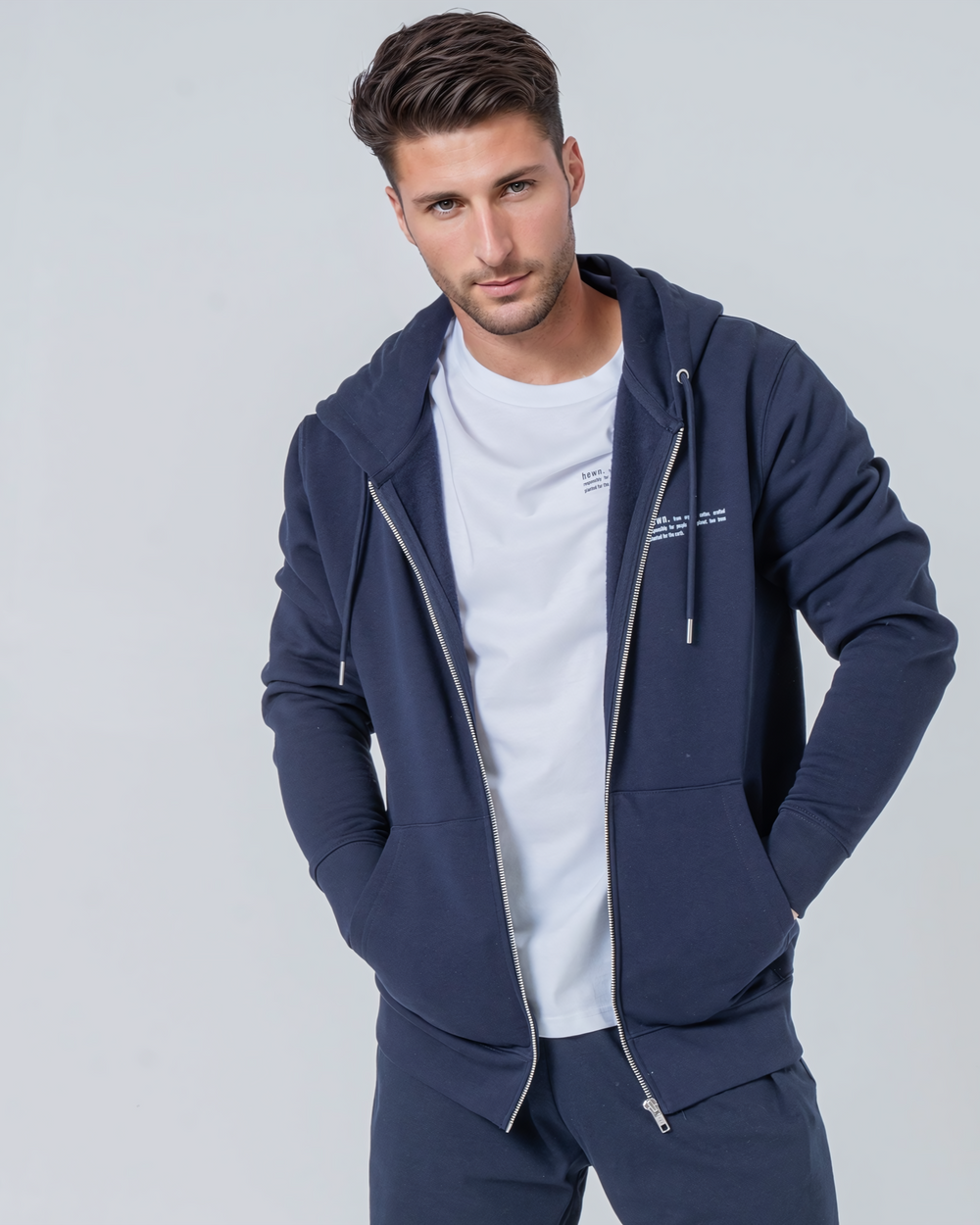 Mens Organic Midweight Zip Hoodie in Sky Blue