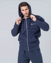 Mens Organic Midweight Zip Hoodie in Midnight Navy