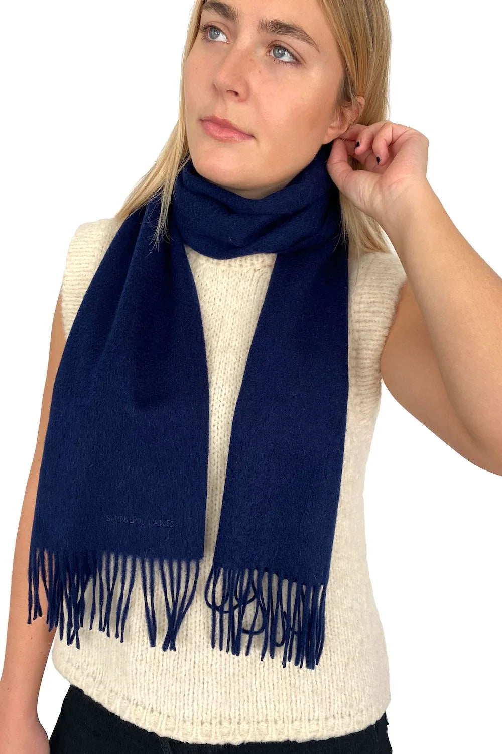 100% Organic Cashmere Scarf - Midnight Blue