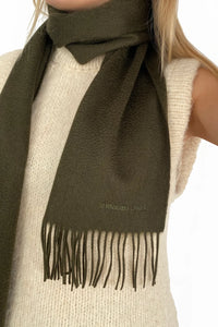 100% Organic Cashmere Scarf - Military Olive