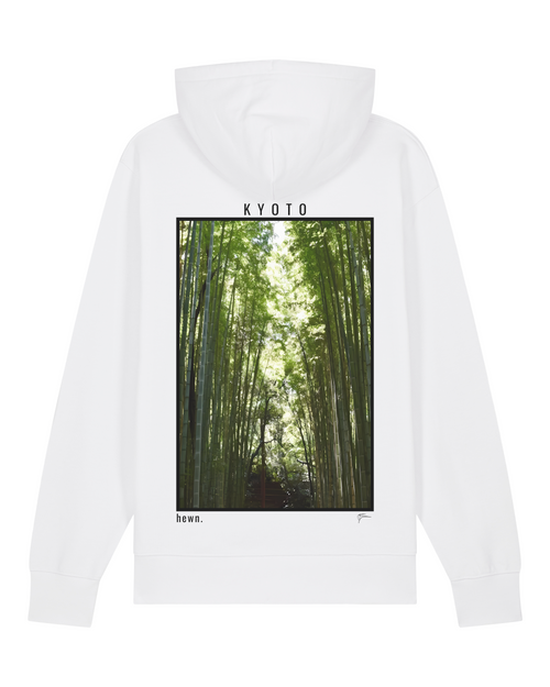 Womens Midweight White Hoodie with Kyoto Back-Print