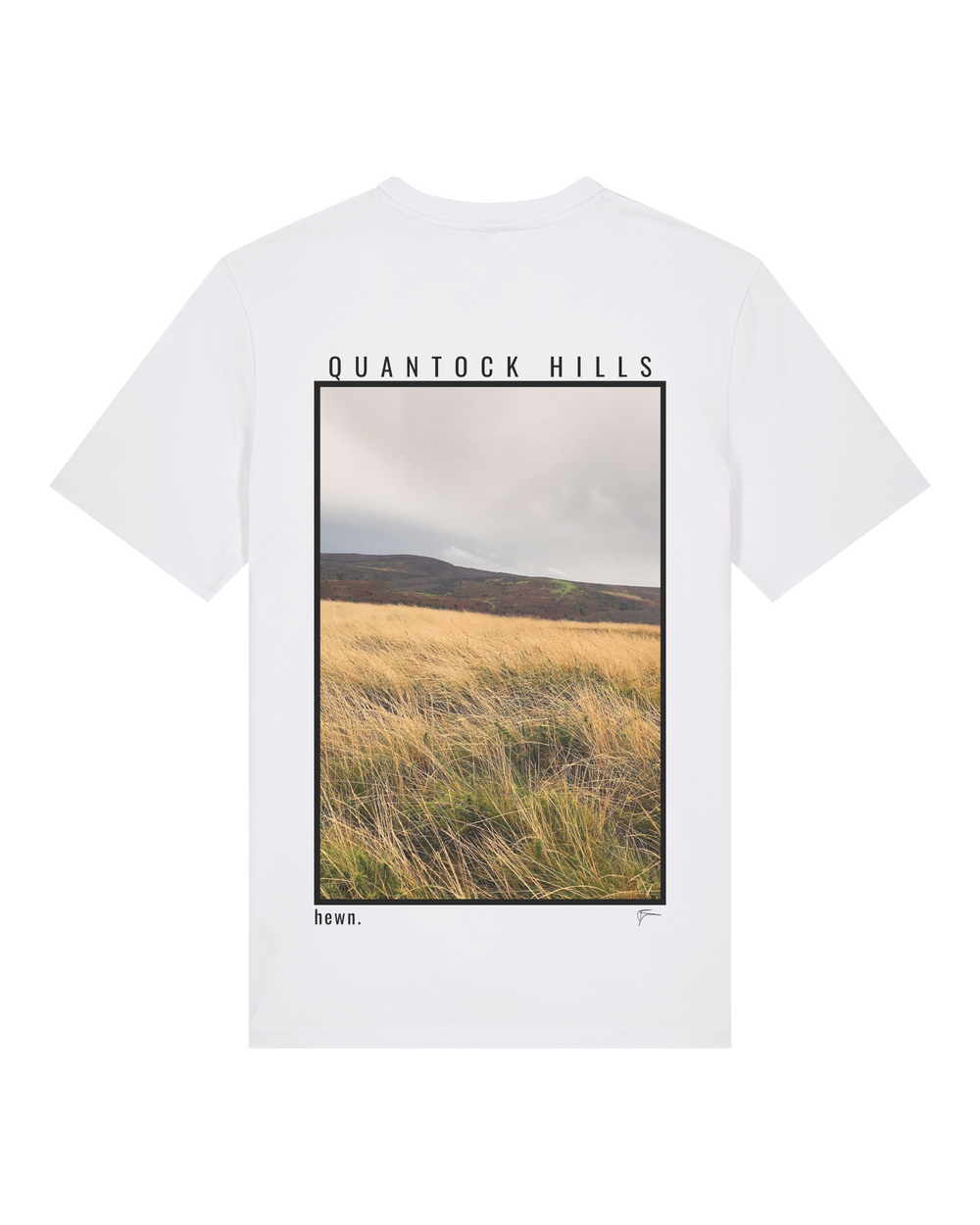 Mens Classic-fit White T-shirt with Quantock Hills Back-Print