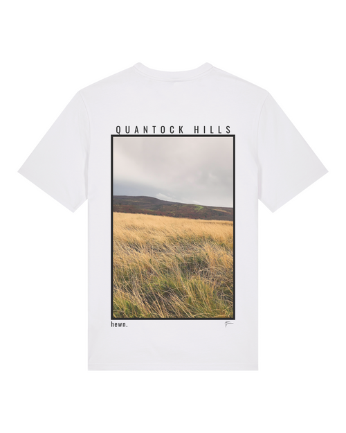 Mens Classic-fit White T-shirt with Quantock Hills Back-Print