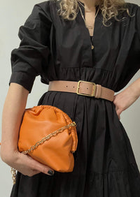 Under Her Eyes Norma Large Clutch, Shoulder & Cross Body Bag in Vintage Orange