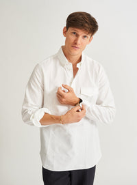 Recycled Italian White Oxford Modern Button-down Popover Shirt