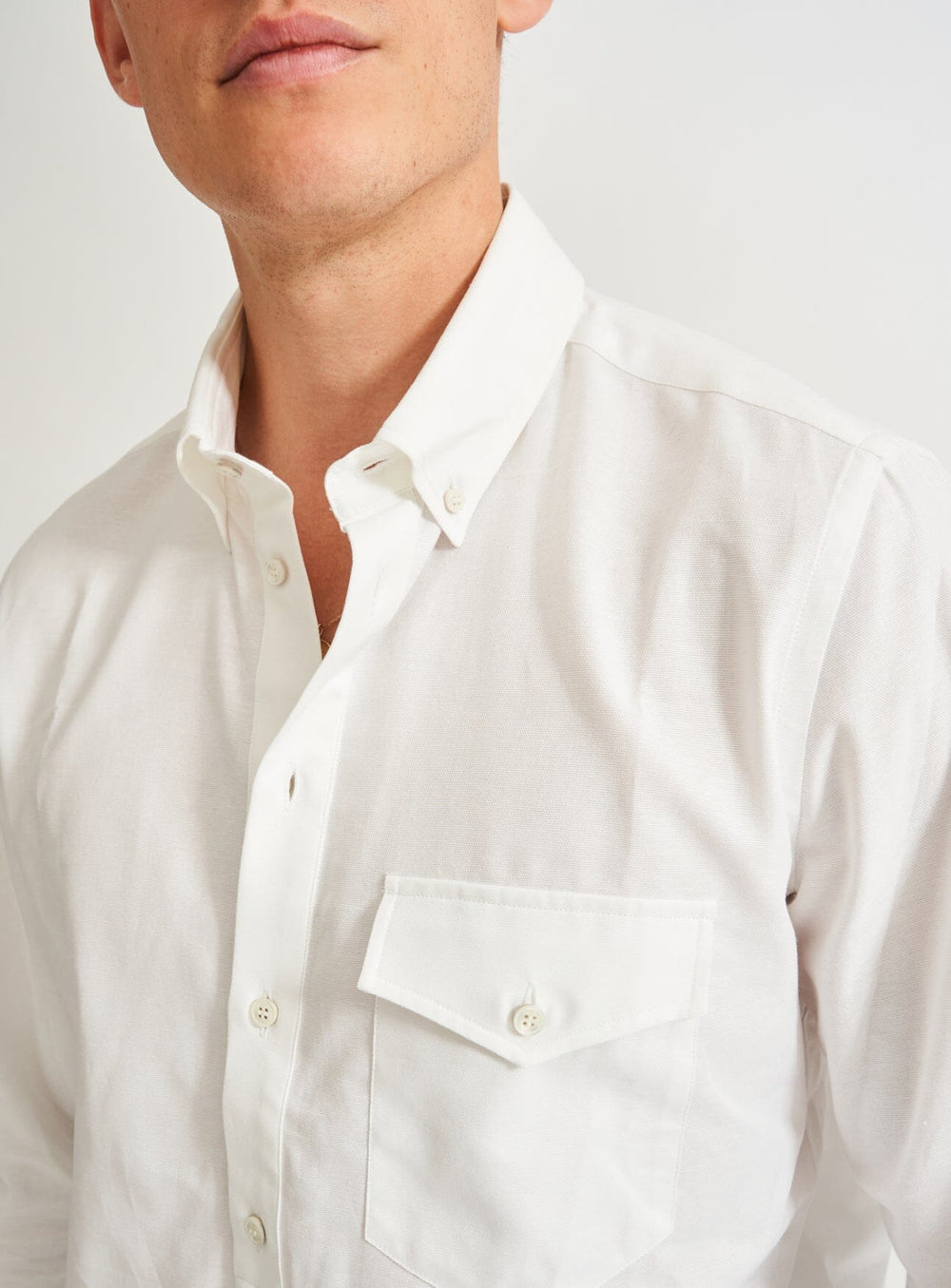 Recycled Italian White Oxford Modern Button-down Popover Shirt