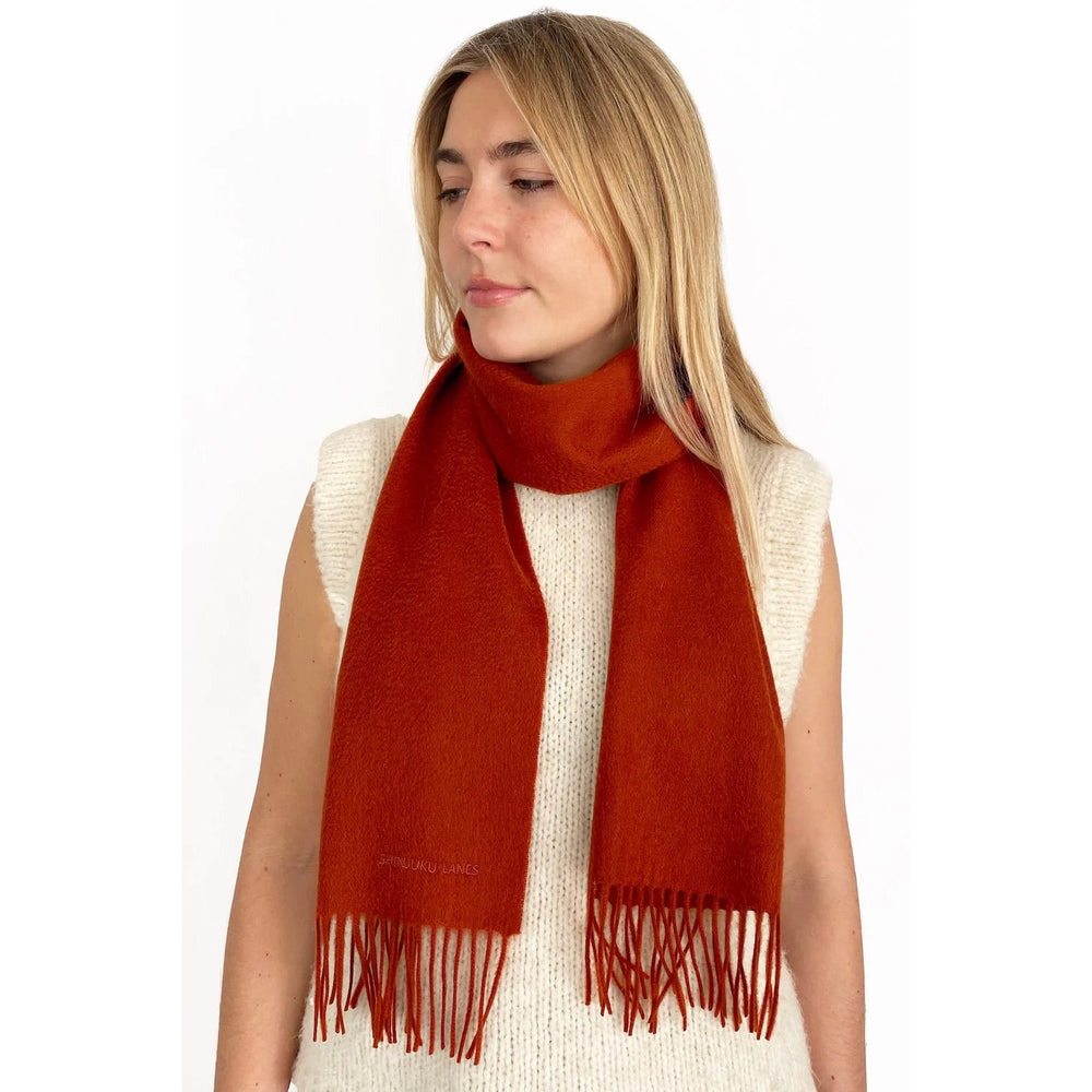 100% Organic Cashmere Scarf - Cinnabar Red