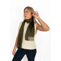 100% Organic Cashmere Scarf - Military Olive