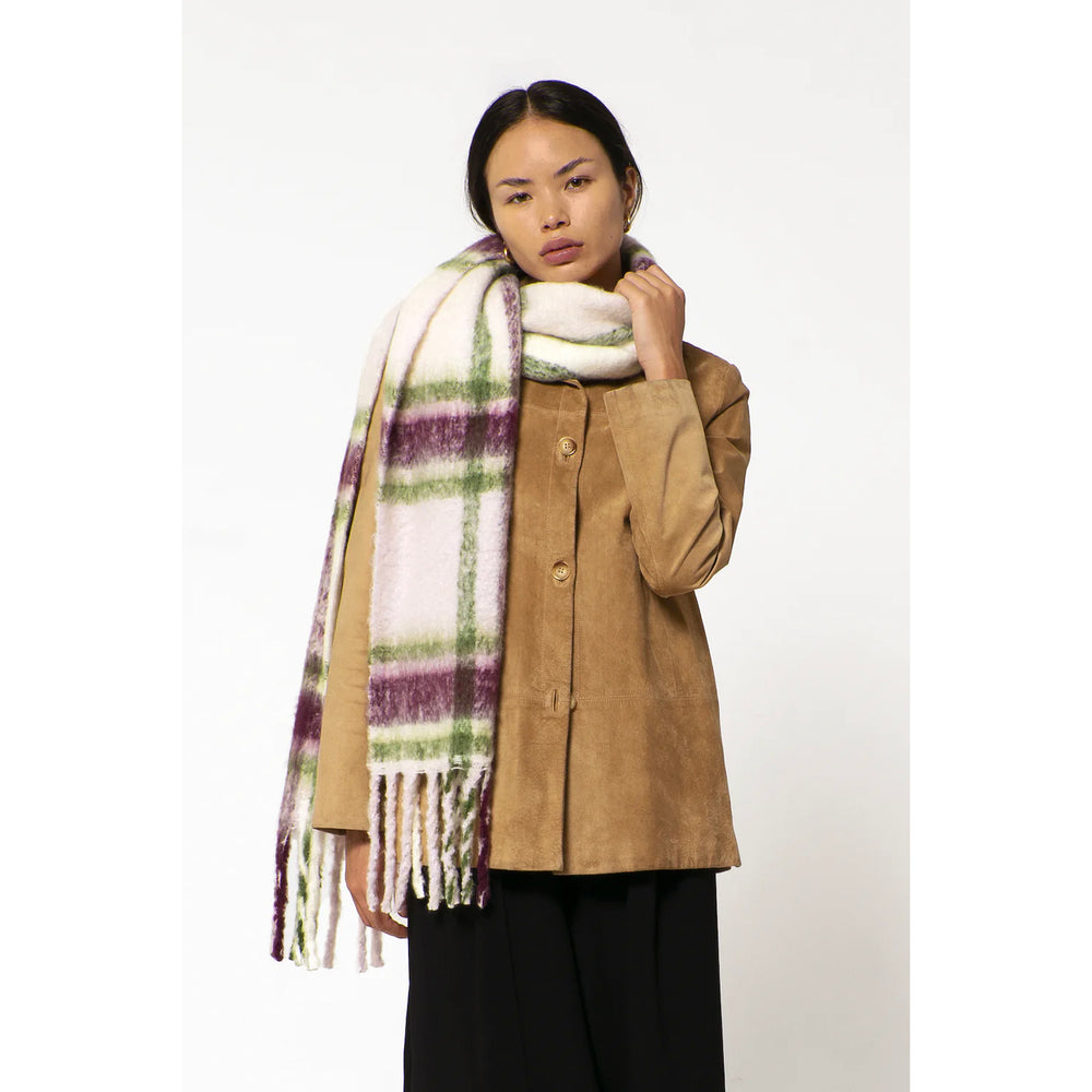 REplaid Oversized  Mohair Scarf - Grape & Green