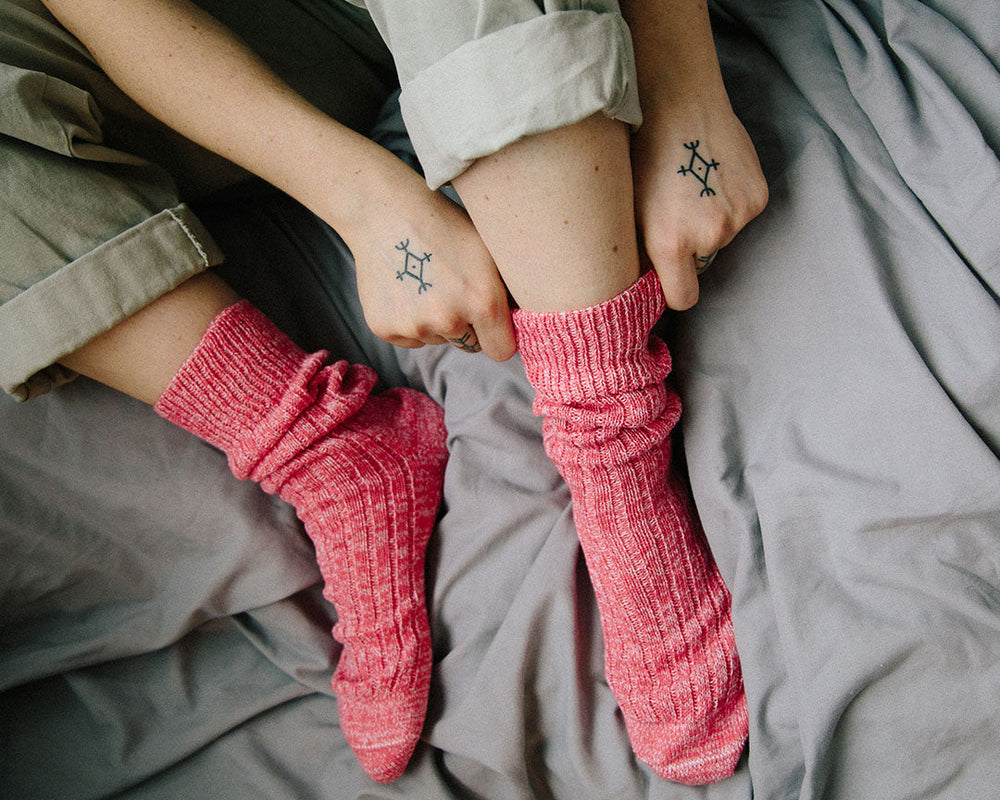 The Addy 100% Recycled Coral Pink Fleck Socks