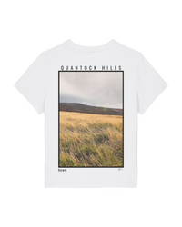 Womens Classic-fit White T-shirt with Quantock Hills Back-Print