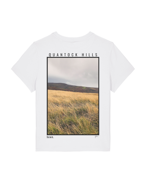 Womens Classic-fit White T-shirt with Quantock Hills Back-Print