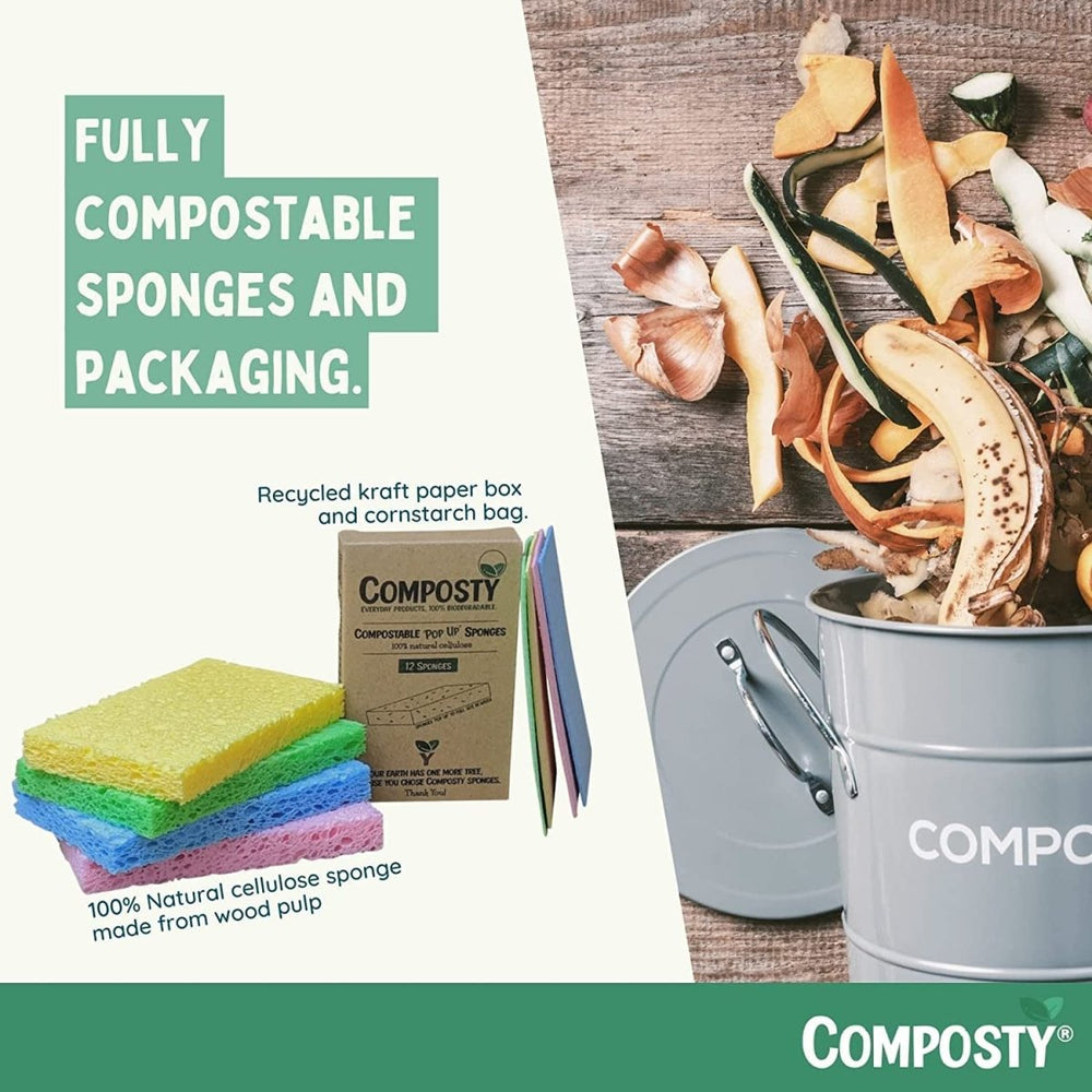 Composty® | JUMBO 'Pop-Up' Eco Sponges | 3 Multipack