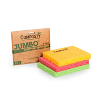 Composty® | JUMBO 'Pop-Up' Eco Sponges | 3 Multipack