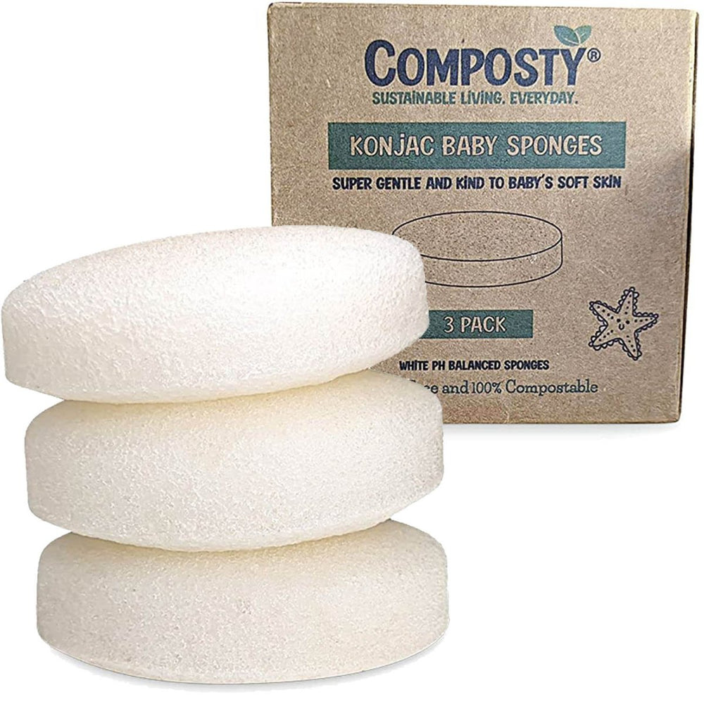 Composty® | Konjac Baby Bath Sponges | 3 Pack | The Softest Baby Sponge