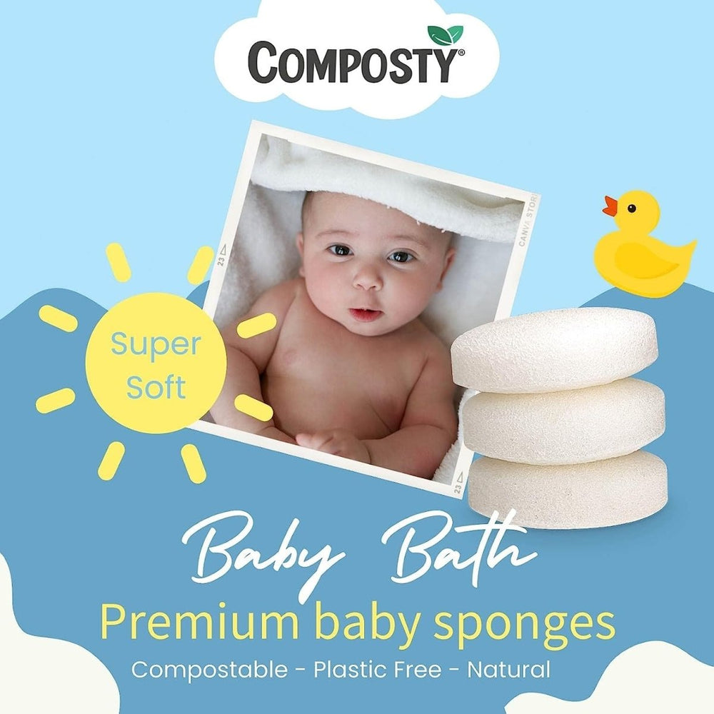 Composty® | Konjac Baby Bath Sponges | 3 Pack | The Softest Baby Sponge