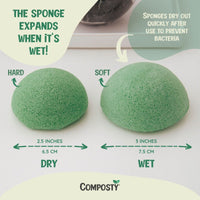 Composty® | Super Soft Konjac Facial Sponges | 4 Pack | Cleansing & Gentle Exfoliating