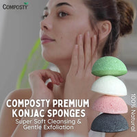 Composty® | Super Soft Konjac Facial Sponges | 4 Pack | Cleansing & Gentle Exfoliating