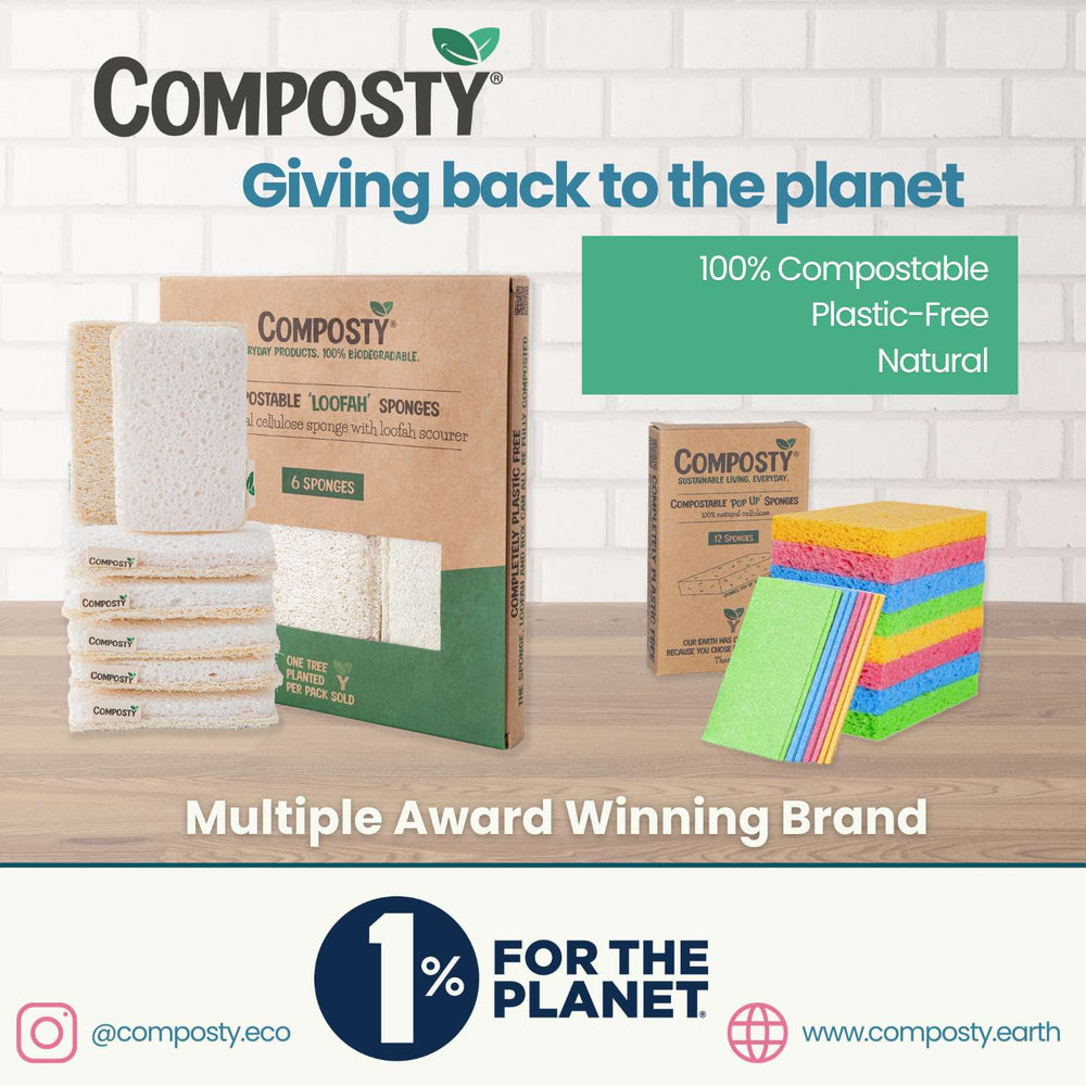 Composty® | JUMBO 'Pop-Up' Eco Sponges | 3 Multipack