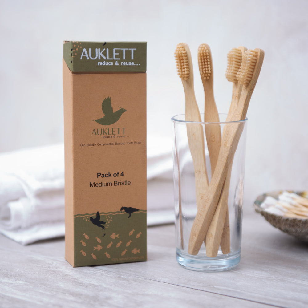 Bamboo Toothbrushes – Pack of 4 (Numbered)