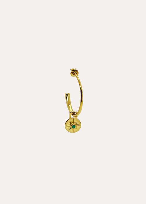 ASTRID CHARM SMALL HOOPS  - 18ct Gold Plated - Green Malachite