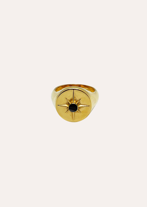 ASTRID RING - 18ct Gold Plated - Onyx