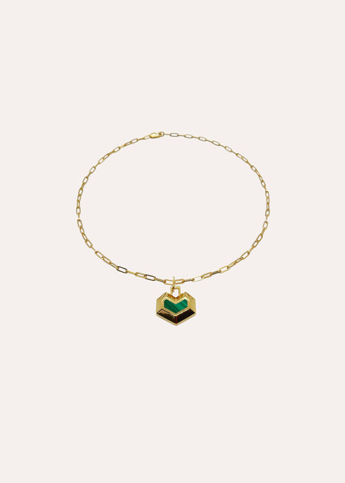 DARYL NECKLACE  - 18ct Gold Plated - Green Malachite