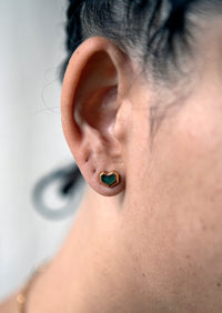 DARYL STUDS  - 18ct Gold Plated - Green Malachite