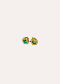 DARYL STUDS  - 18ct Gold Plated - Green Malachite