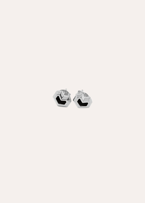 DARYL STUDS - Sterling Silver - Onyx