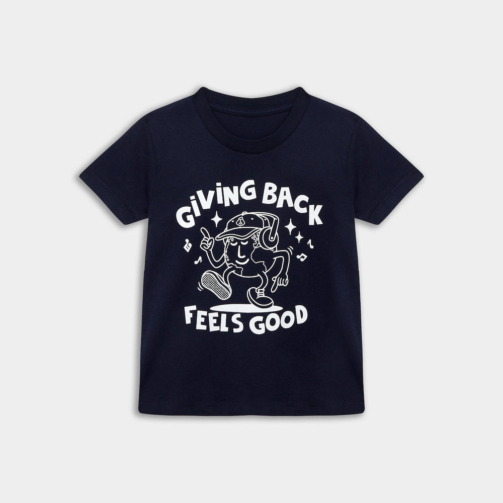 Kids 'Giving Back Feels Good' Navy Organic Cotton Graphic T-shirt