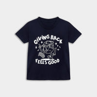 Kids 'Giving Back Feels Good' Navy Organic Cotton Graphic T-shirt