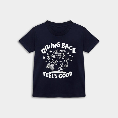 Kids 'Giving Back Feels Good' Navy Organic Cotton Graphic T-shirt