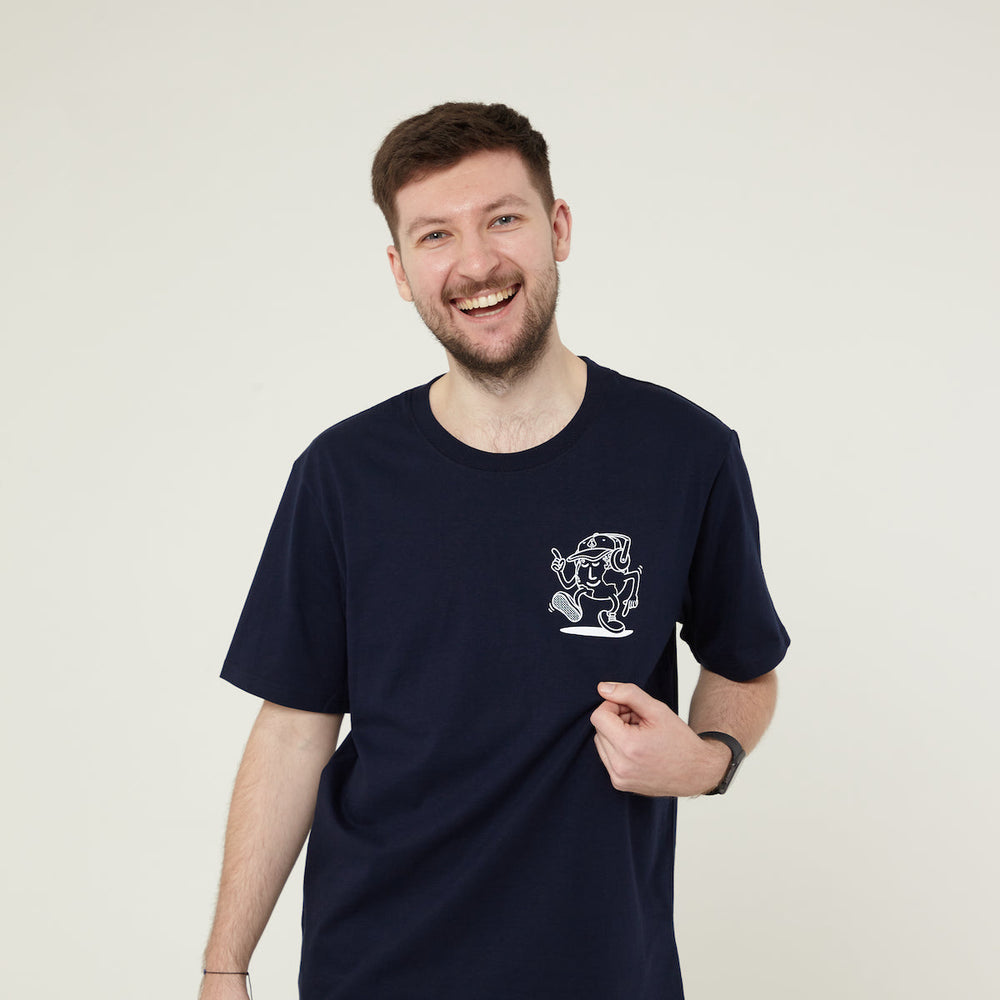 'Giving Back Feels Good' Navy Organic Cotton Graphic T-shirt