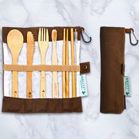 Bamboo Cutlery Travel Set – Brown