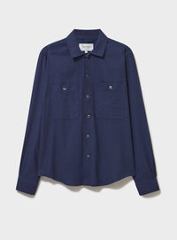 Recycled Italian Navy Blue Flannel Double Pocket-Shirt