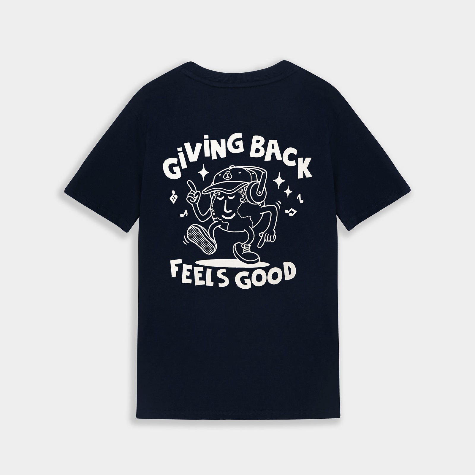 'Giving Back Feels Good' Navy Organic Cotton Graphic T-shirt