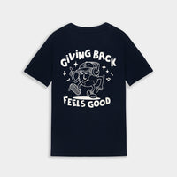 'Giving Back Feels Good' Navy Organic Cotton Graphic T-shirt