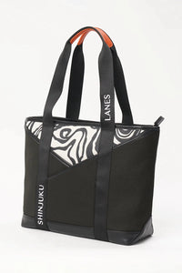 Origami Pocket Tote - Black Terrain Print