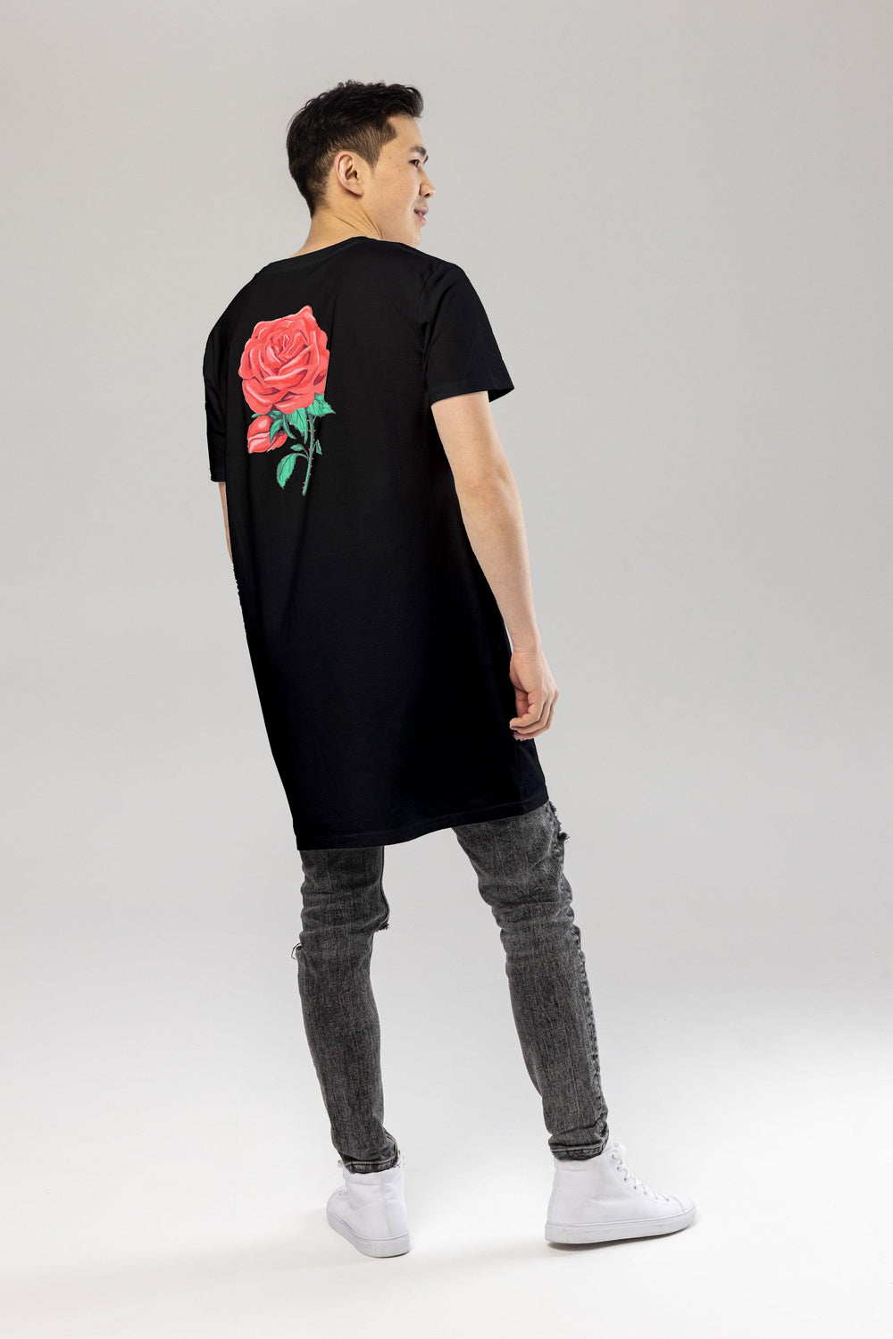 Black Flower T-Shirt Dress