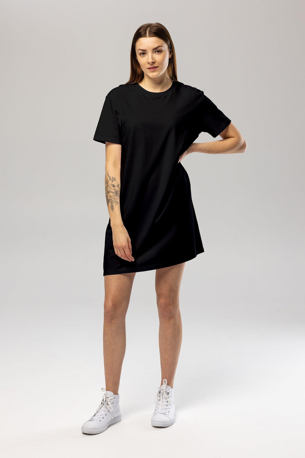 Black Flower T-Shirt Dress