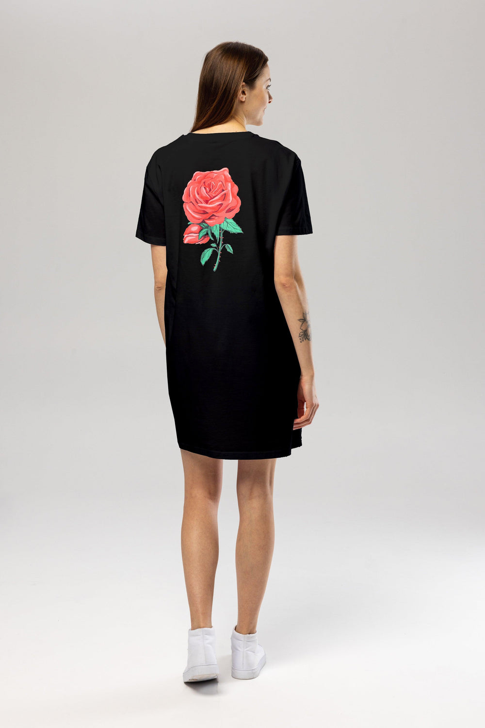 Black Flower T-Shirt Dress